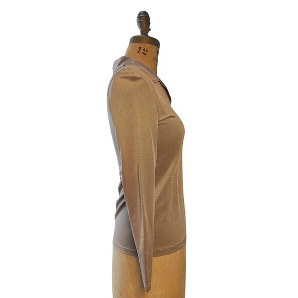 Vintage Cerruti Club Slinky Mocha Long Sleeve Top – Made in Italy - Picture 3 of 7